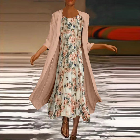 Women 2 Piece Sets Print Elegant Dress