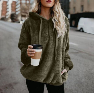 Women's Long-sleeved Hooded Solid Color  Hoodie