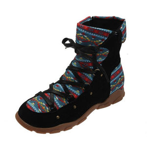 Mixed Colors Women's Lace-Up Flat Short Boots