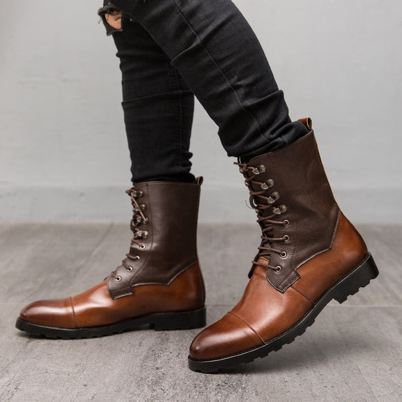 2022 Fashion Men Lace Up Ankle Boots