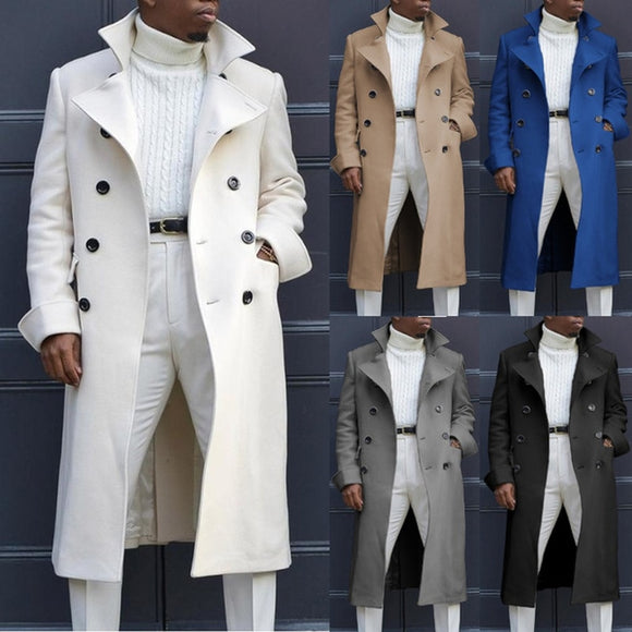 2022 Men Fashion Long Trench Coat
