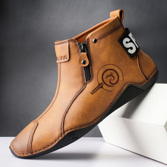 2022 New Men Leather Ankle Boots