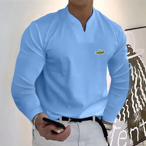 Men V-neck Long Sleeve T Shirt