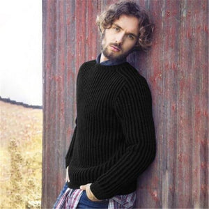 Men Solid Color Warm Knitted Sweaters