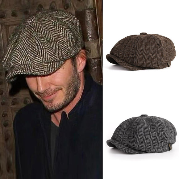 Men Warm Tweed Octagonal Hat