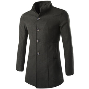 Men's Fashion Lapel Woolen Trench Coat