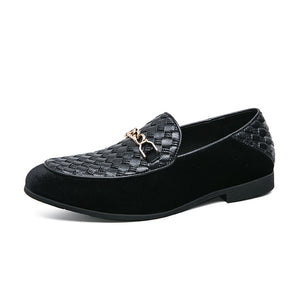 Men Slip-On Woven Leather Loafers