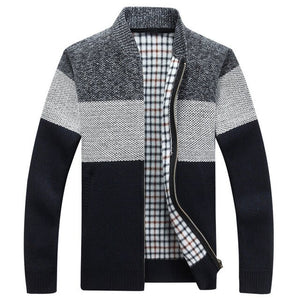 Mens Patchwork Knitted Casual Cardigan