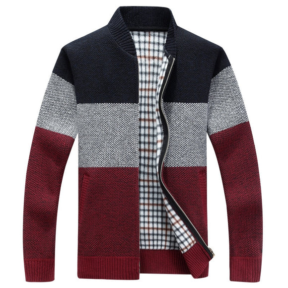 Mens Patchwork Knitted Casual Cardigan