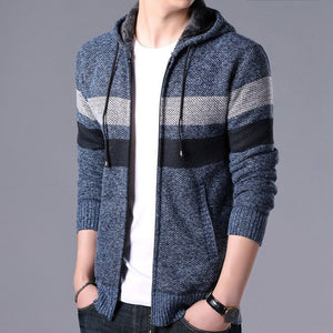 Men's Fashion Striped Sweaters Coat