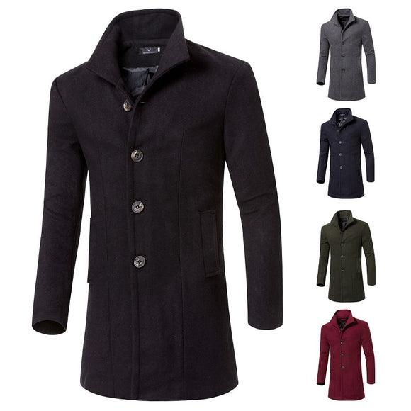 Men Fashion Lapel Mid-length Coat