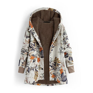 Women's Fashion Flower Print Quilted Coats