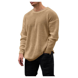 Men Long Sleeve O Neck Knitted Pullover