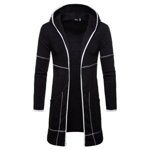 Fashion Mens Hooded Solid Trench Coat
