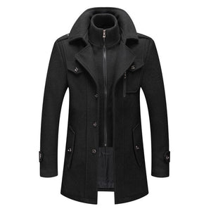 Men Double Collar Thick Jacket