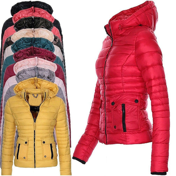 Woman Fashion Quilted Hooded Parkas