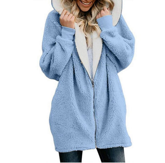 Women Warm Fleece Long Hoodies Coats