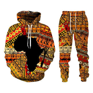 Men Print Ethnic Style Hoodies Suits