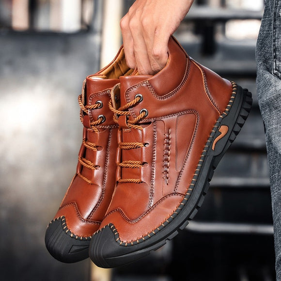 Men Winter Warm Leather Ankle Boots