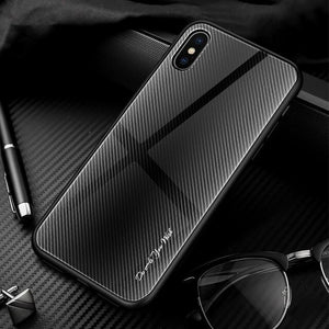 Lukmall Texture Mirror Tempered Glass Phone Case