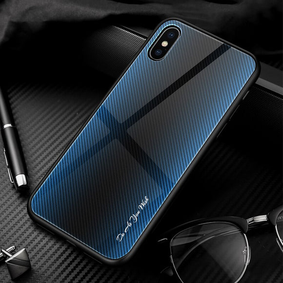 Lukmall Texture Mirror Tempered Glass Phone Case