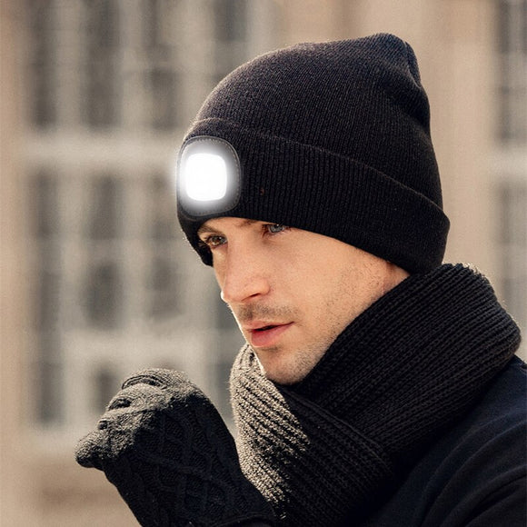 Men Winter Warm Knit LED Lighted Hat