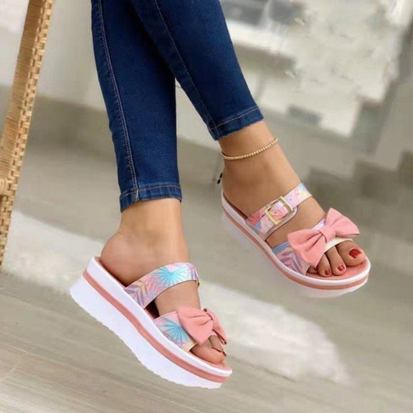 Women 2022 Cute Bow Thick Sole Sandals