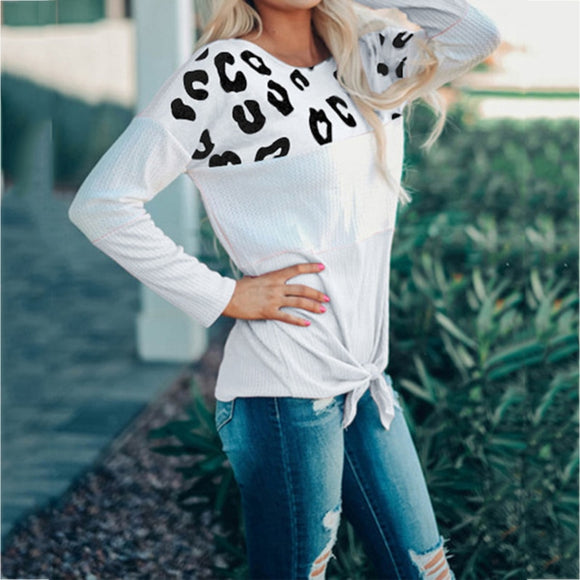 Woman Long Sleeve Leopard Printed Tshirts
