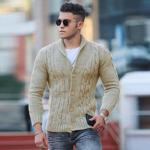 Men Fashion Buttoned V-Neck Sweaters