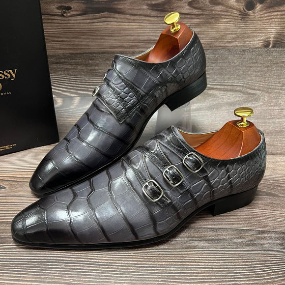 Men Crocodile Print Leather Shoes