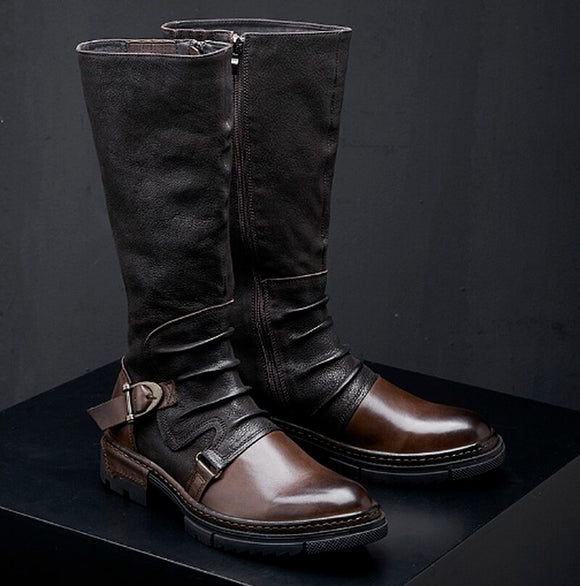Men Mid-calf Pu Leather Boots