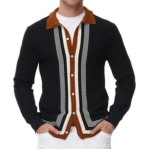 Men Design Long Sleeve Knitted Cardigan