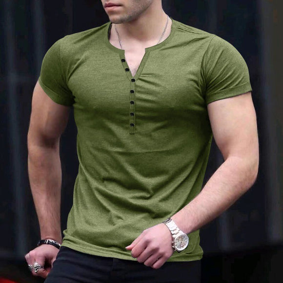 Men Solid Casual Short Sleeve T-shirt
