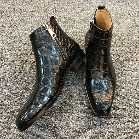 Men's Business Zip Low-heeled Boots