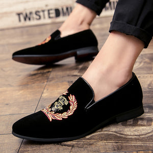 Men's Fashion Leather Embroidery Loafers