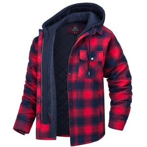 Men's Flannel Hood Thick Plaid Jackets