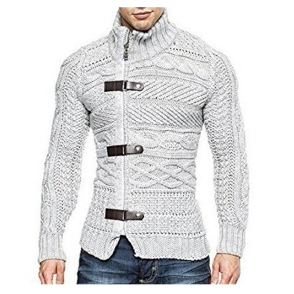 Men's High Collar Long-sleeved Knitted Tops