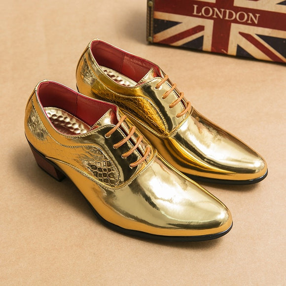Mens Gold Pointed Toe Dress Shoes