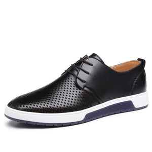 Men Casual Leather Breathable Flat Shoes