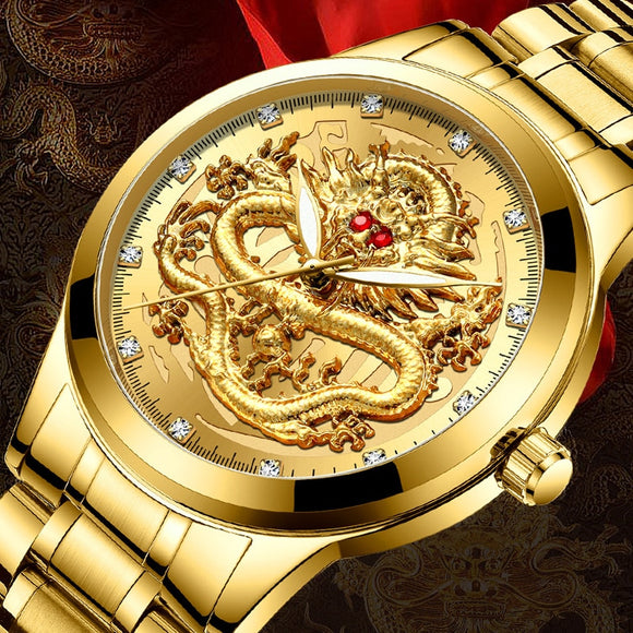 Mens New Golden Dragon Watches