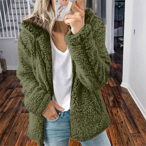 Women's Hooded Woolen Fleece Jacket