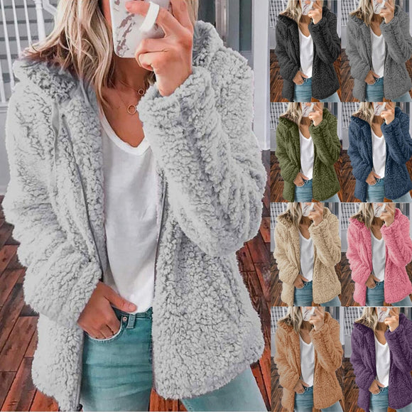 Women's Hooded Woolen Fleece Jacket