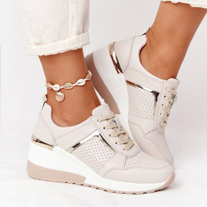 Women Lace-Up Wedge Sports Shoes