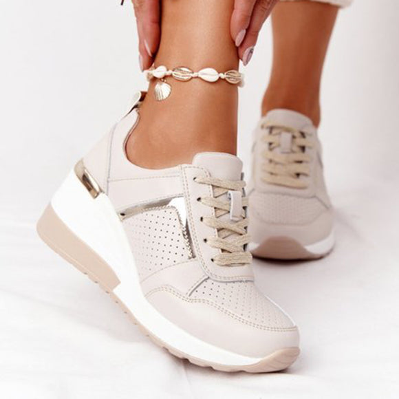Women Lace-Up Wedge Sports Shoes