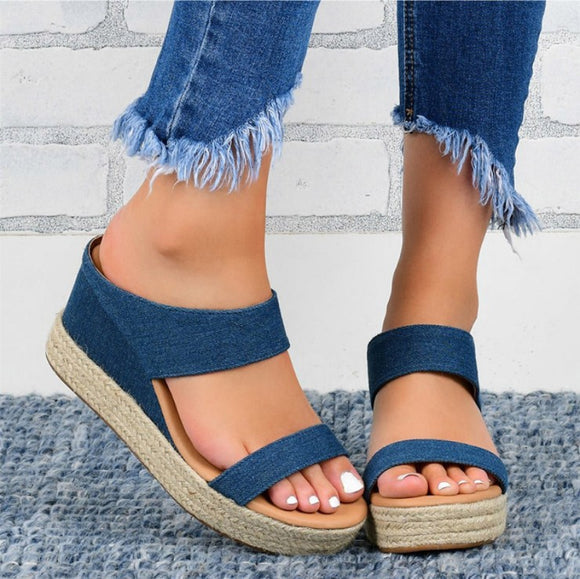 New women's wedge heel hollow platform non-slip sandals