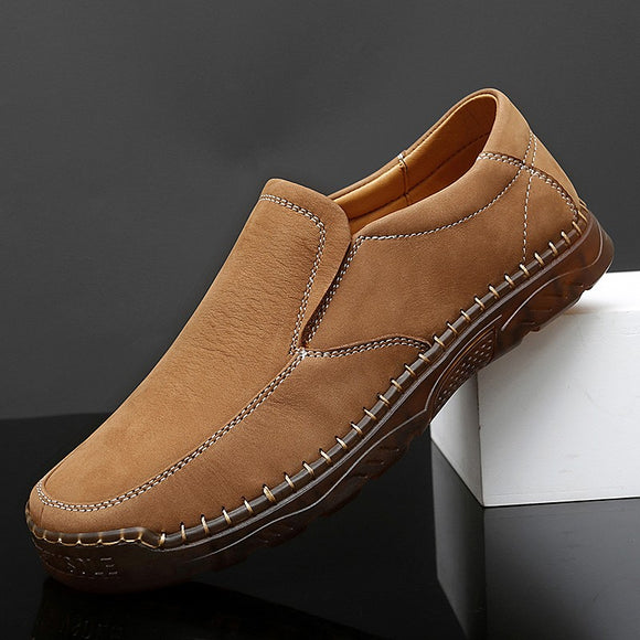 Men Casual Leather Soft Flat Sneakers