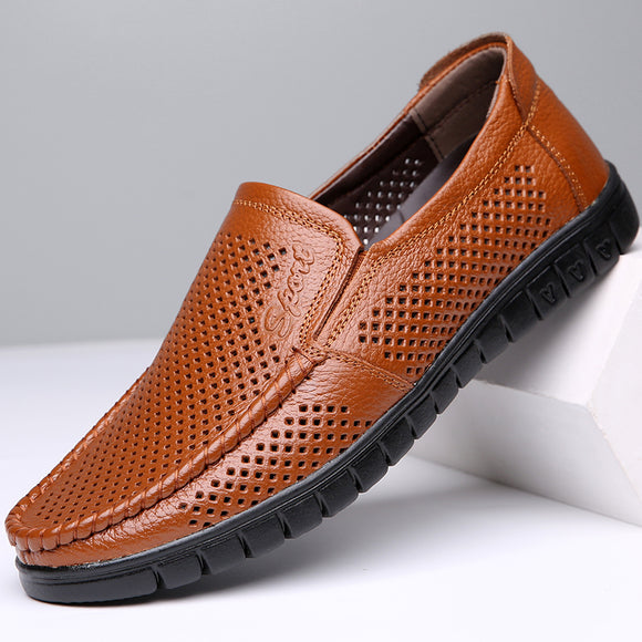 Summer Men Leather Breathable Shoes