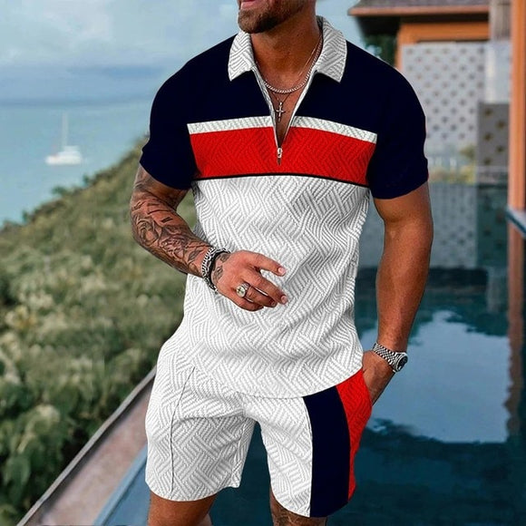 Summer Men High-Quality Polo Suit