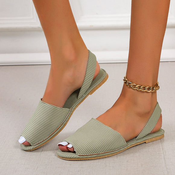 Summer Women's Peep Toe Flat Sandals
