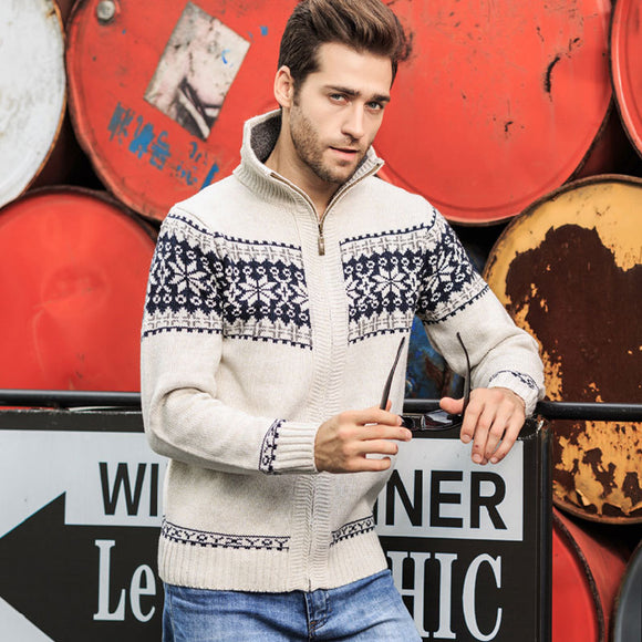 Men's Winter Jacquard Sweater Coat